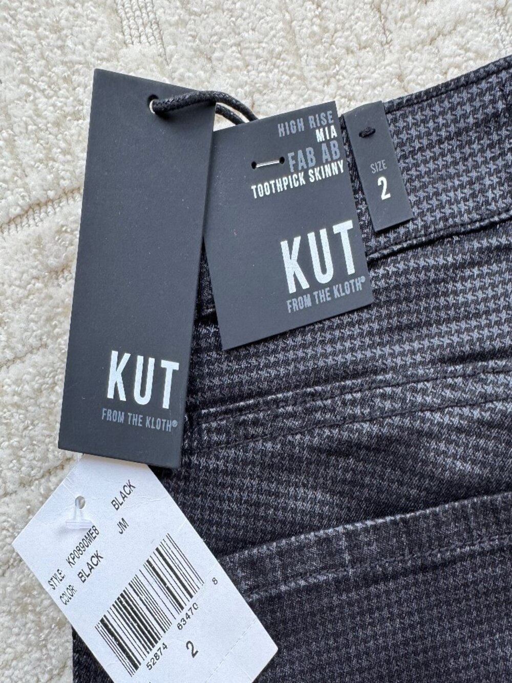 KUT from the Kloth Mia Fab Ab Houndstooth Toothpick Skinny Pants 2 NWT